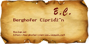 Berghofer Ciprián névjegykártya